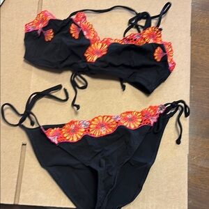 & Other Stories Black and Orange Bandeau strappy Bikini